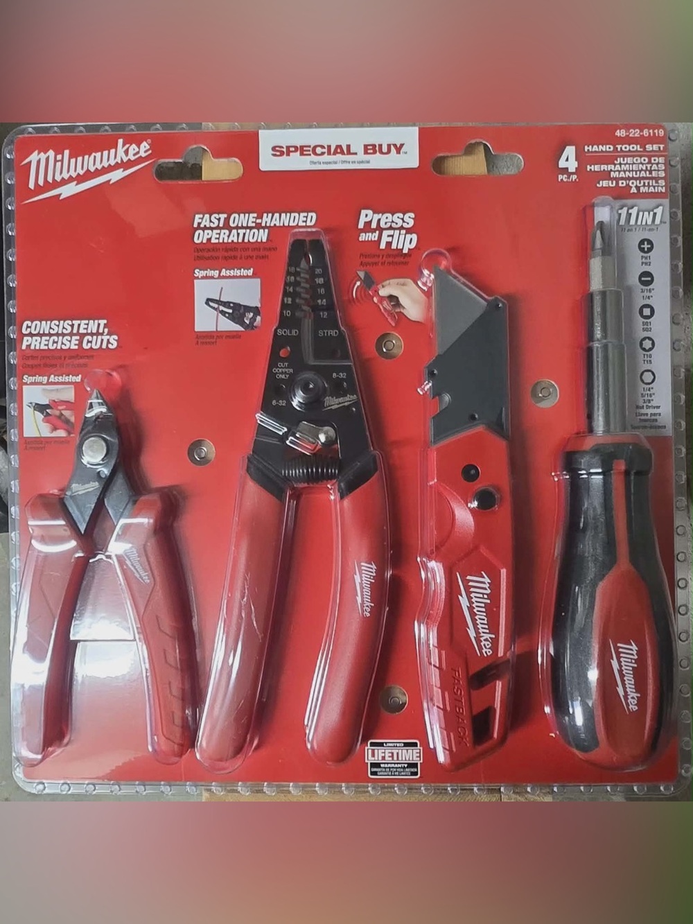 Milwaukee Red 4-Piece Hand Tool Set - Red